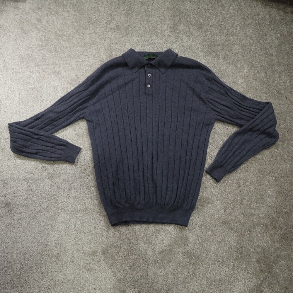 Embassy Row Sweatshirt Adult Mens Large Gray Cashmere Collared Pullover Two Ply